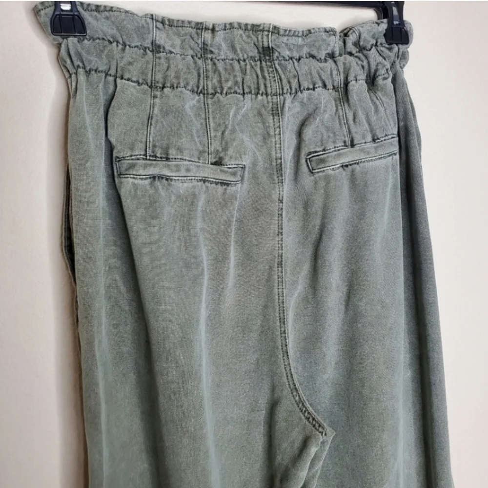 Free People Margate Olive Green High Rise Paperbag Pleated Trouser Pants